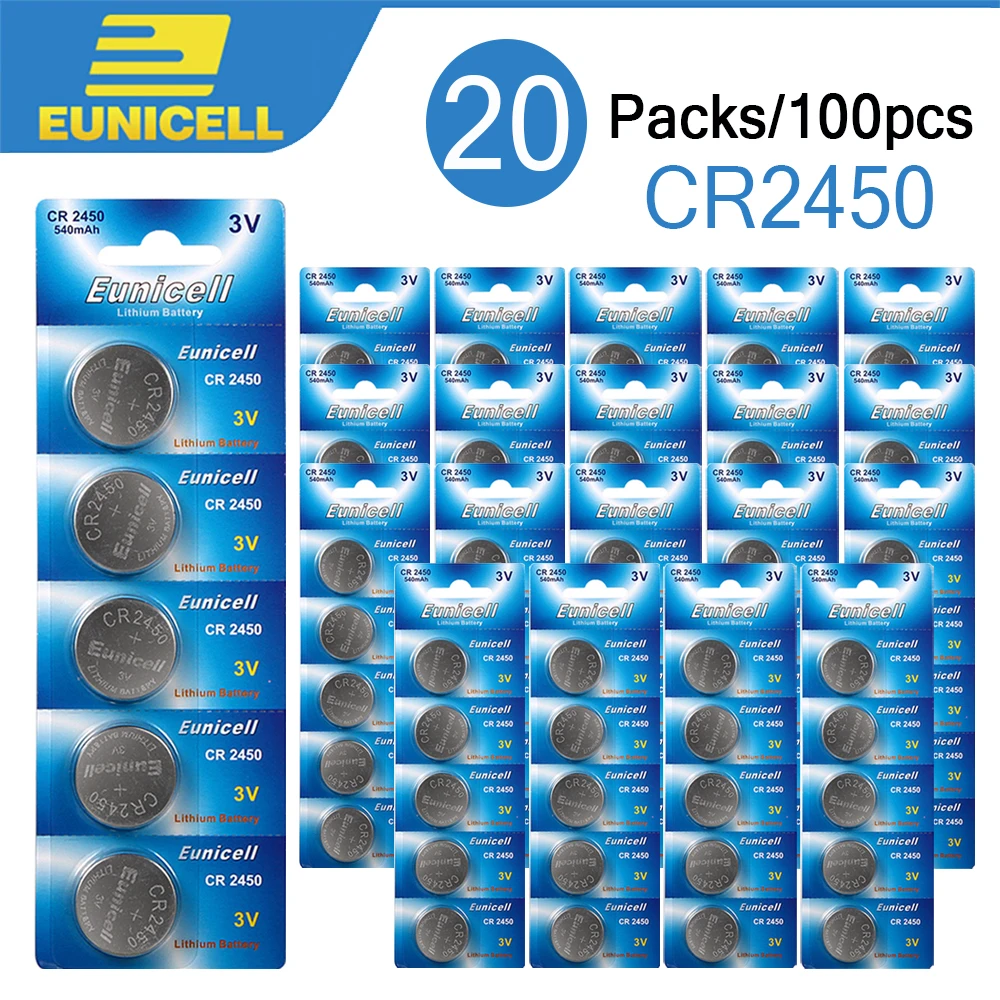 100PCS 3V CR2450 Button Battery For Watch Electronic Toy Clocks CR 2450 KCR2450 5029LC LM2450 275mAh Cell Coin Lithium Batteries |
