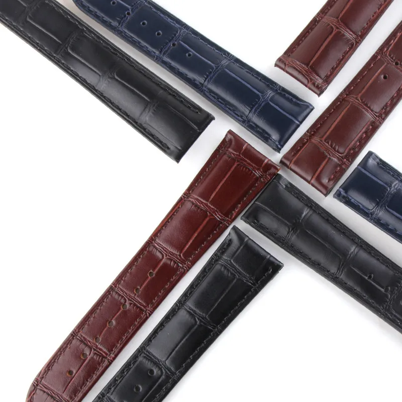 

19/20/21mm/22mm Real Genuine Matte Leather Watchband For OMG Hours Classic Watch Strap for Ville for AT150 Sea master Blue Black