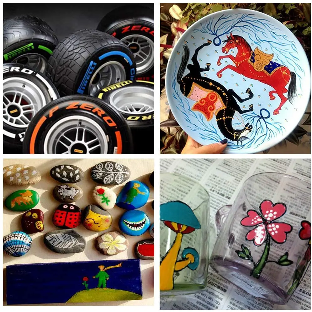 Marker Pens 12 Colors Paint Waterproof Metal Permanent Ink Art For Rock Wood Metal Plastic Glass Graffti Ceramic Car DIY