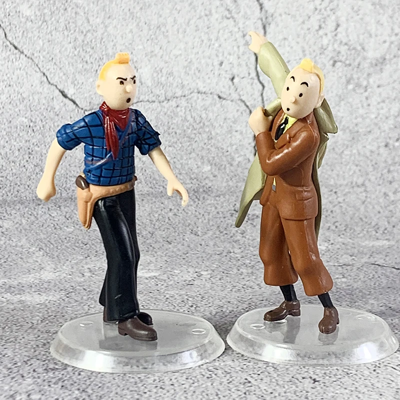 2020 6pcs/LOT 5cm- 8cm The Adventures of Tintin Figurine Tintin Snowy Blue Lotus Cartoon action Figure Collectible Model Toys