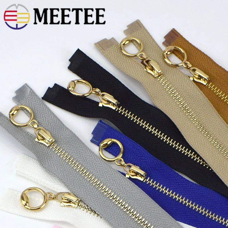 Meetee 2pcs/5pcs 40/50/60/70cm 3 Metal Zipper Ring Puller Zippers For