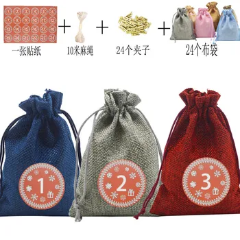 

Ms Betti Burlap Packing Pouches Drawstring Bags With Number Sticker Mixed 24 colors Plus Cord And Clips For Wedding Or Christmas