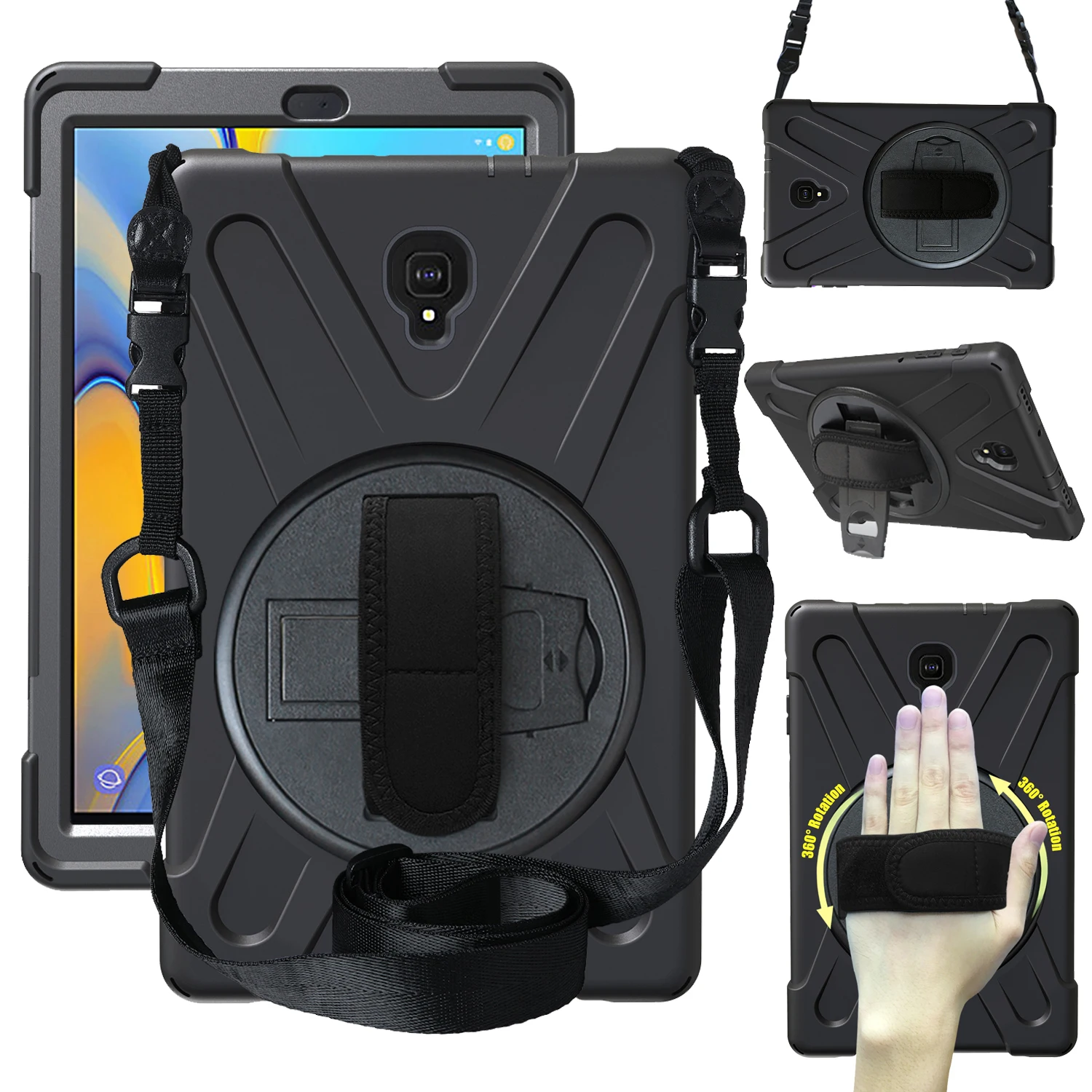 Чехол для Samsung Galaxy Tab A 10," SM-T590 T595 T597 tablet Kids из кожи, безопасный противоударный бронированная крышка+ ремешок на руку и шею
