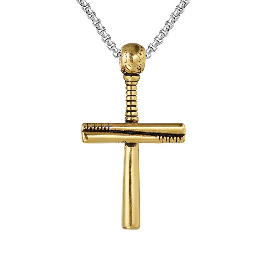 Fashion Baseball Cross Pendant Necklace 