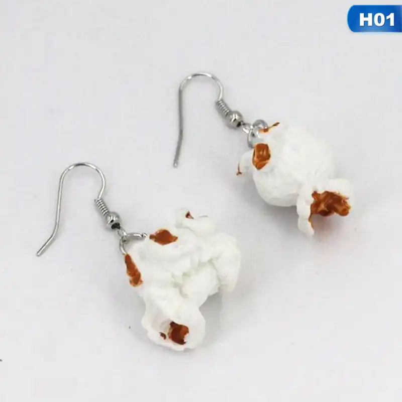 Nova chegada engraçado pipoca frito frango comida gota brincos para mulheres menina diy artesanal criativo único balançar brincos jóias