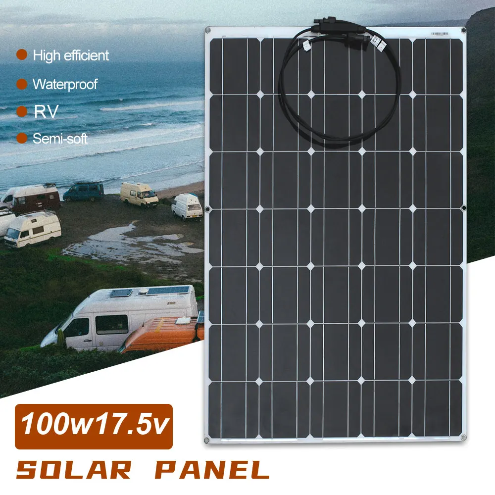 100W 100 Watt monokristallines Solarpanel 12V Home RV Marine 
