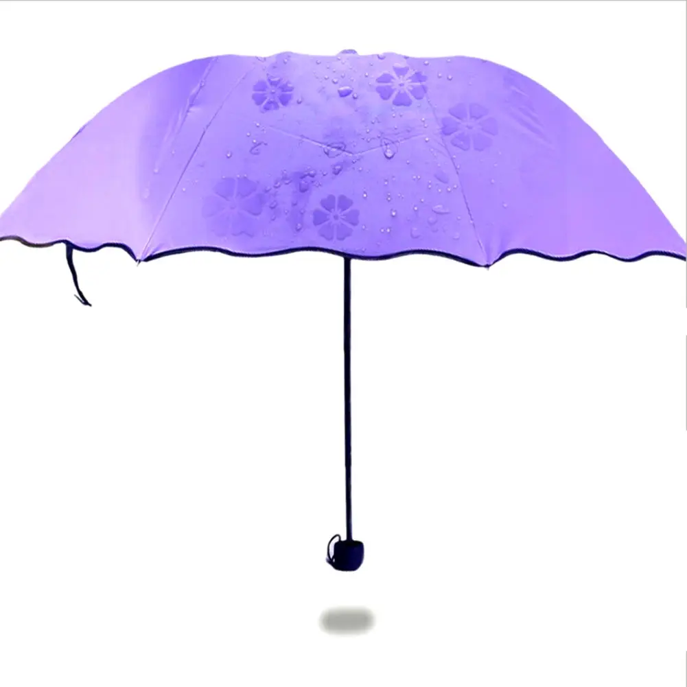 Простой Модный женский зонтик солнцезащитный ветронепроницаемый Зонт волшебный цветок купол ультрафиолетовая Защита от солнца дождь складной Зонты SLC88 - Цвет: Фиолетовый