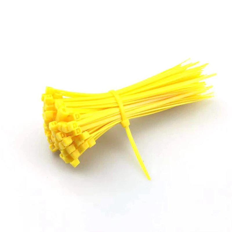 100 шт самоблокирующиеся Нейлоновые кабельные стяжки 3*100 мм пластиковые зажимы Кабельные стяжки на молнии обертывания на липучке офисные провода управление бытовой зажим для галстука - Цвет: Yellow