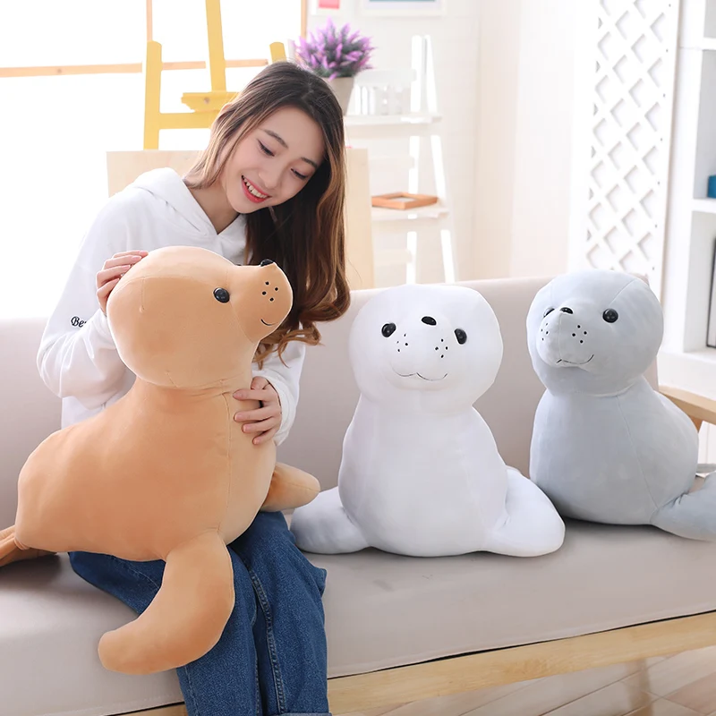 

Hot New Soft Elastic Seals Marine Animal Kawaii Plush Baby Toys Stuffed Sea Lion Pillow Creative Holiday Gift for Kids Friends