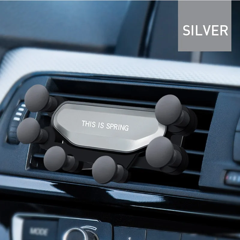 Гравитационный Автомобильный держатель для телефона в автомобиле с креплением на вентиляционное отверстие без магнитной подставки для мобильного телефона для iPhone 11X7 8 Автомобильный держатель для мобильного телефона - Цвет: Silver