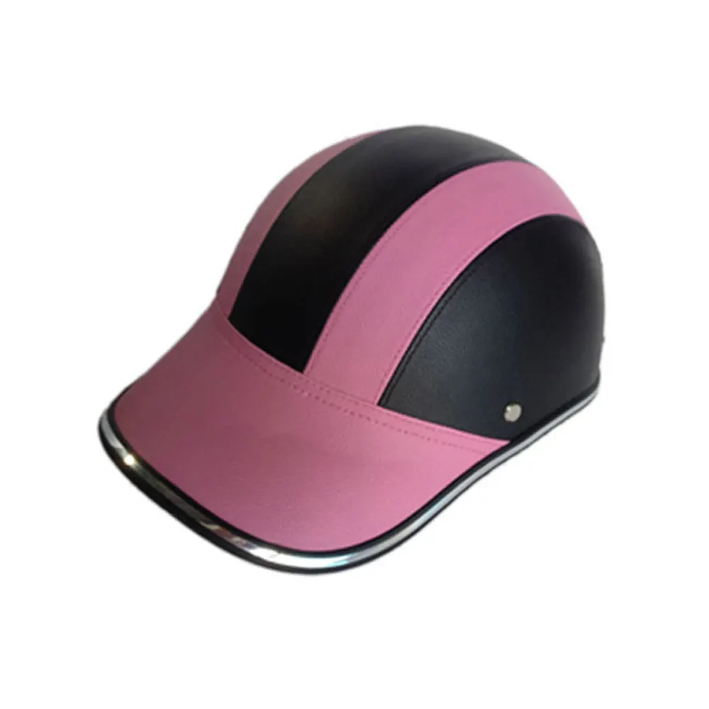 black and pink Бейсбольная кепка регулируемая универсальная ABS+ PU Открытый Велоспорт мотоциклетный шлем защитный полуоткрытый лицо безопасности - Цвет: black and pink