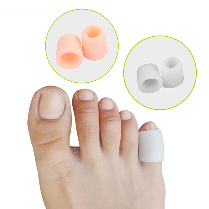 цена 2pcs/4pcs Tail Finger Silicone Gel Toe Tube Protection Sleeve Corns Blisters Bunion Corrector Straightener Protector Foot Care