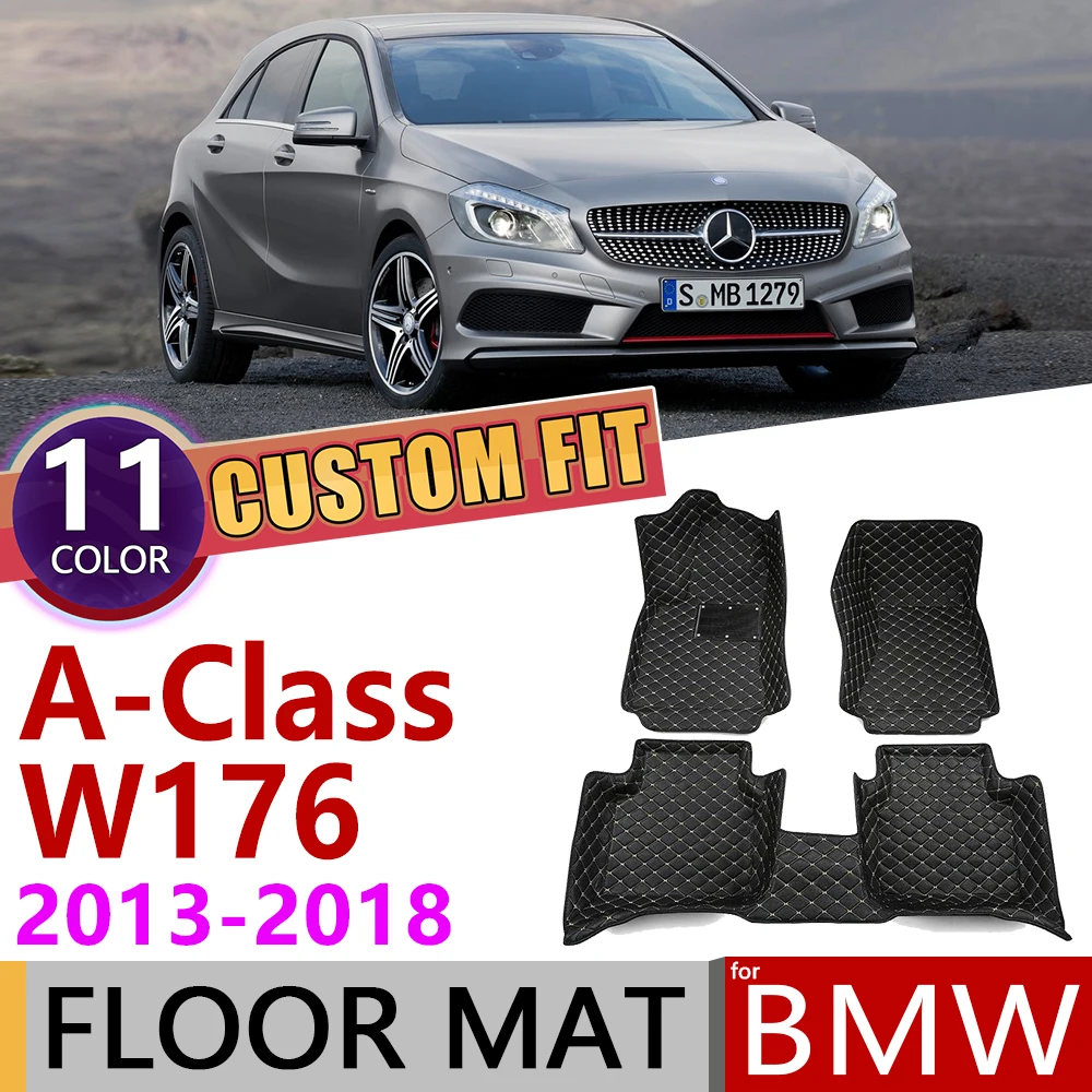 Кожаные автомобильные коврики на заказ для Mercedes Benz A Class 2013 ~ 2018 5 мест коврик ног