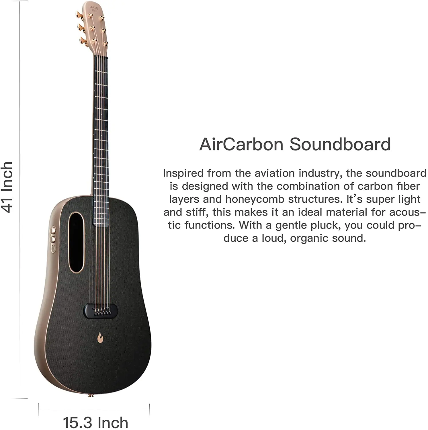 LAVA ME 2 Guitarra de fibra de carbon con efectos Guitarra Acústica Eléctrica de Viaje con bolsa Picks y Cable de carga FreeBoost, Azul, 36 Inch 