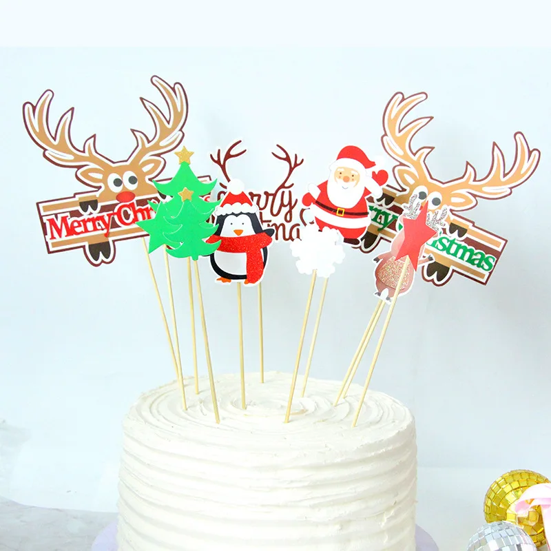 24 Stück Cupcake-Topper „Frohe Weihnachten“ – Niedliche Elch-Motive In Gold Für Weihnachtsfeiern