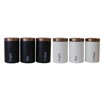 

3pcs Galvanized iron Tea Sugar Coffee Storage Canisters Kitchen Countertop Box