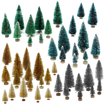 

8Pcs 4 Size Artificial Mini Christmas Tree Fake Pine Trees DIY Xmas Photo Prop For New Year Christmas Party Table Decoration
