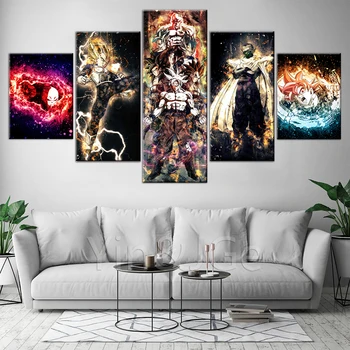 

Home Decor Hd Prints 5 Pieces Anime Dragon Ball Abstract Painting Pictures Wall Art Modular Canvas Poster For Bedside Background