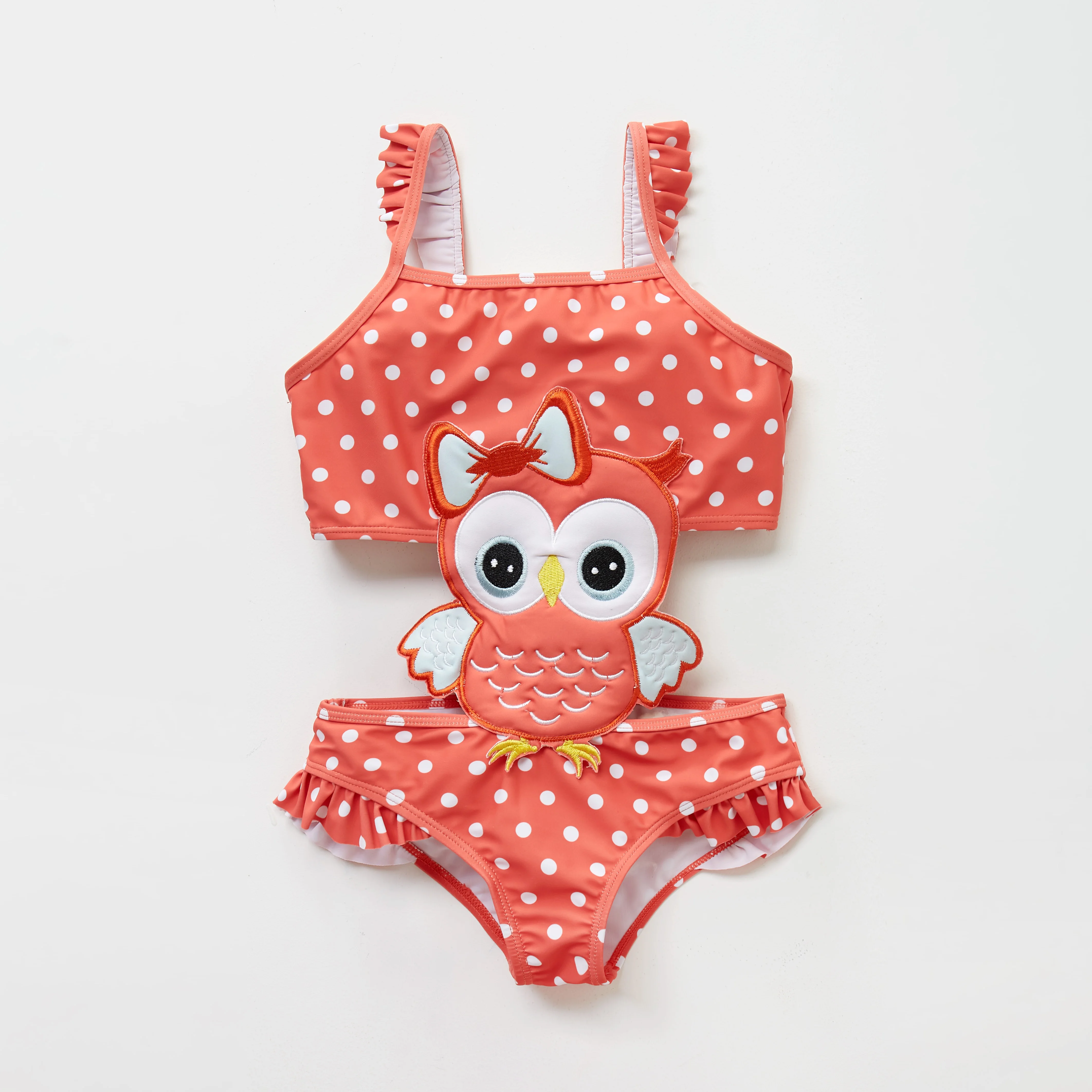 Honeyzone/купальный костюм для девочек от 12 месяцев до 8 лет, детский купальный костюм с вышивкой в виде совы и рюшами, пляжный купальный костюм из одного предмета Roupa De