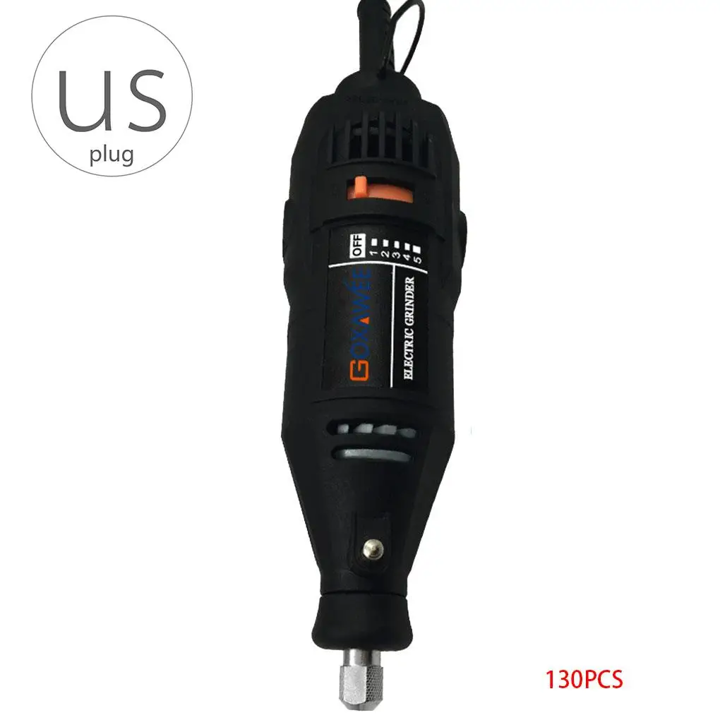 US Plug 130pcs 6/130/160/180 шт. многоцелевой Электрический шлифовательная резка микро ручная дрель Регулируемая DIY резьба машины полировки ювелирных изделий инструмент для бурения по стандартам ЕС/США штекер - Цвет: US Plug 130pcs