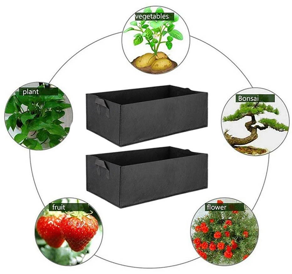 Square Grow Bag Veg Tomato Flower Planters Bag Non-Woven Reusable Garden Fruit Plant Pot Grow Bag