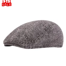 Винтажный Мужской Зимний берет в полоску с узором «гусиная лапка», шапка для мальчика, кепка с узором «елочка», кепка, кепка# ZB