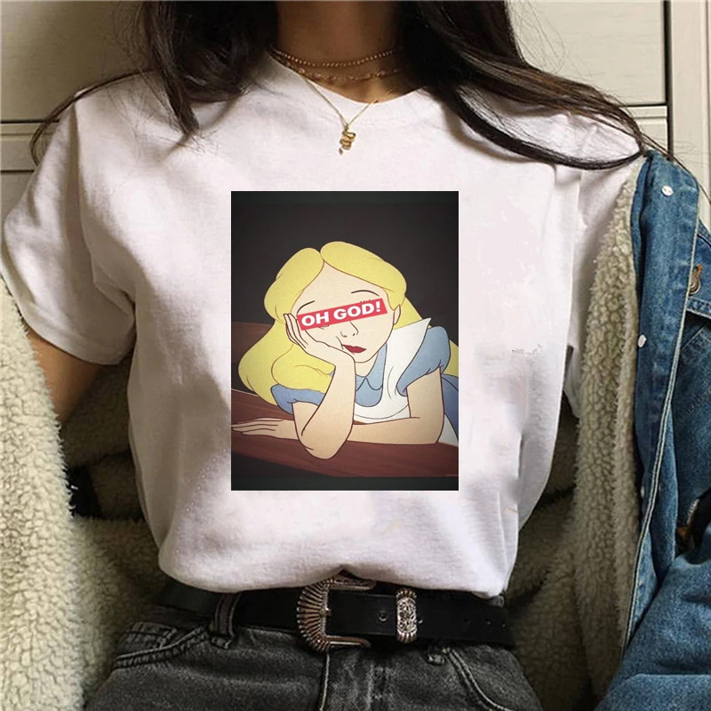 New arrival Women's Cartoon print Harajuku T Shirt O-Neck You Punk Catton T-Shirt Print Casual Short Sleeve Streetwear - Цвет: 2725