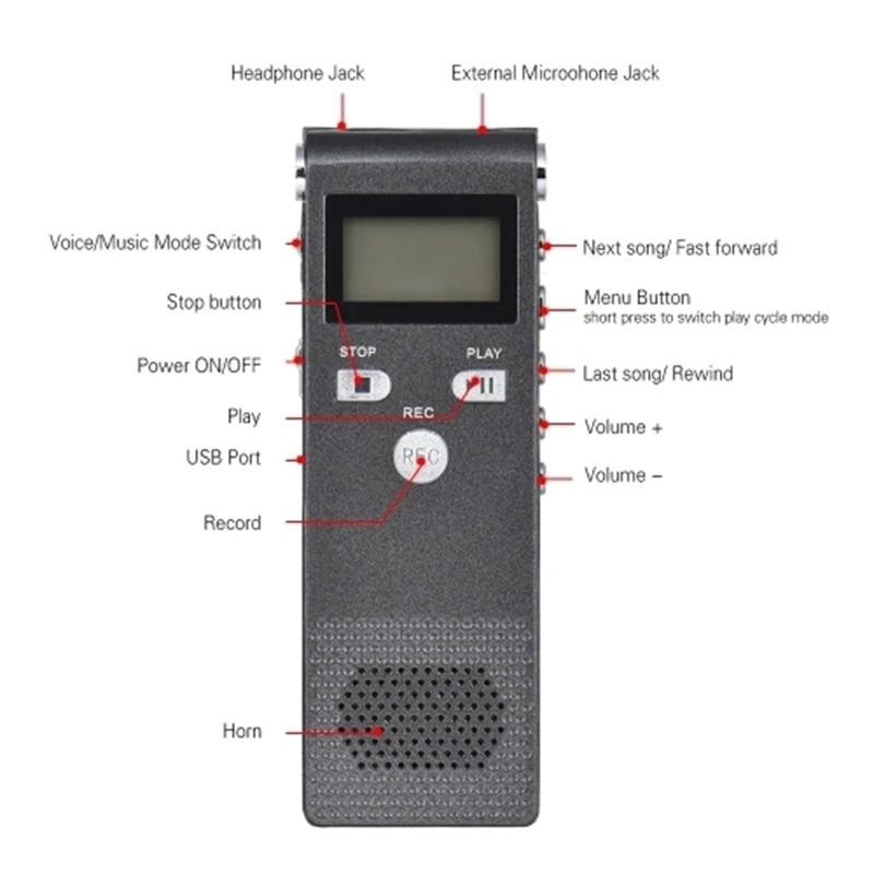 Профессиональный голосовой аудио телефон диктофон 8 ГБ Mp3 музыкальный плеер звук активный 384 кбит/с поддерживает многоязычный для автобуса