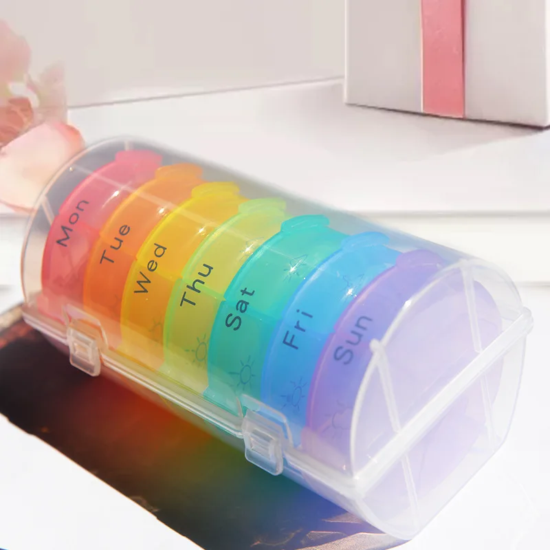 

Round Pill Box 7 Days 3 Grids A Week Portable Transparent Kit Elderly Large Capacity Compartment Travel Seal Health Box