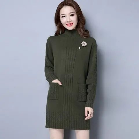 sweaters 1 Весна/осень женские свитера компьютерный вязаный свитер с высоким воротом Пуловер Женская Осенняя одежда средней длины свитера для беременных - Цвет: sweaters 1