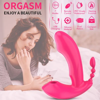 3 IN 1 Sucking Vibrator Wearable Dildo Vibrator Anal Vagina Clitoris Stimulator Female Vibrators Sex Toys for Women Oral Suction 3