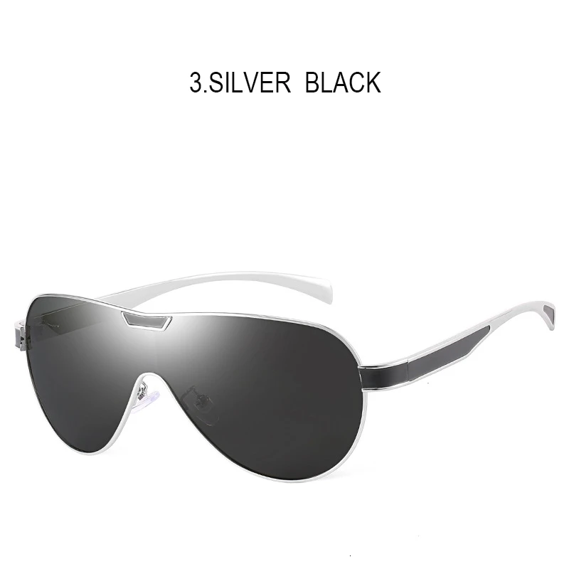 Акула парус дизайн Новые Алюминиевые мужские брендовые солнцезащитные очки HD поляризованные мужские солнцезащитные очки интегрированные линзы очки Gafas De Sol - Цвет линз: 3.SILVER  BLACK