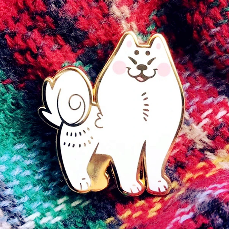 Samoyed DOG Smart Pupper Brooch Pins Enamel Metal Badges Lapel Pin Brooches Jackets Jeans Fashion Jewelry Accessories | Украшения и