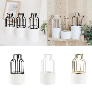 

Geometric Metal Flower Stand Flower Pot Beautiful Creative Planting Holder Potted Plant Vase Ceramic Flower Pot Rack Economic