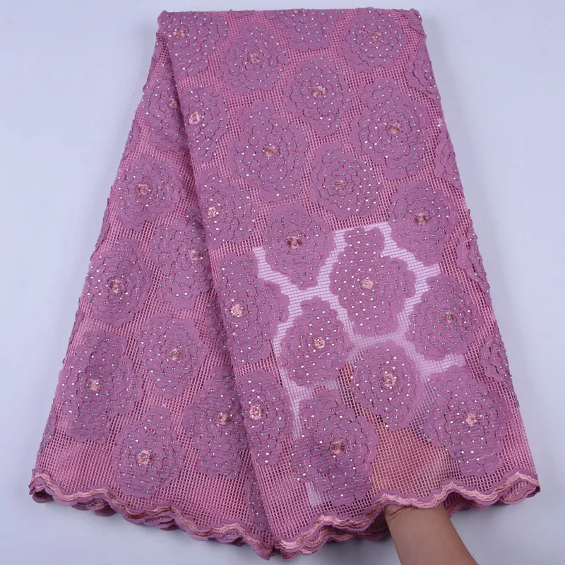 

Latest Style French Mesh Net Lace Fabric Onion African Lace Fabric With Stone Nigerian Tulle Lace Fabric For Wedding Dress F1699