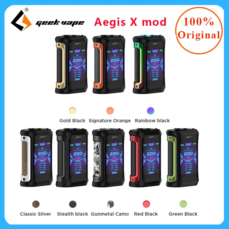 E cigarette box Mod Geekvape Aegis X 200w VAPE mod Fit 510 E Cigarette Vape atomizer zeus x /cerberus tank IP67 waterproof mod