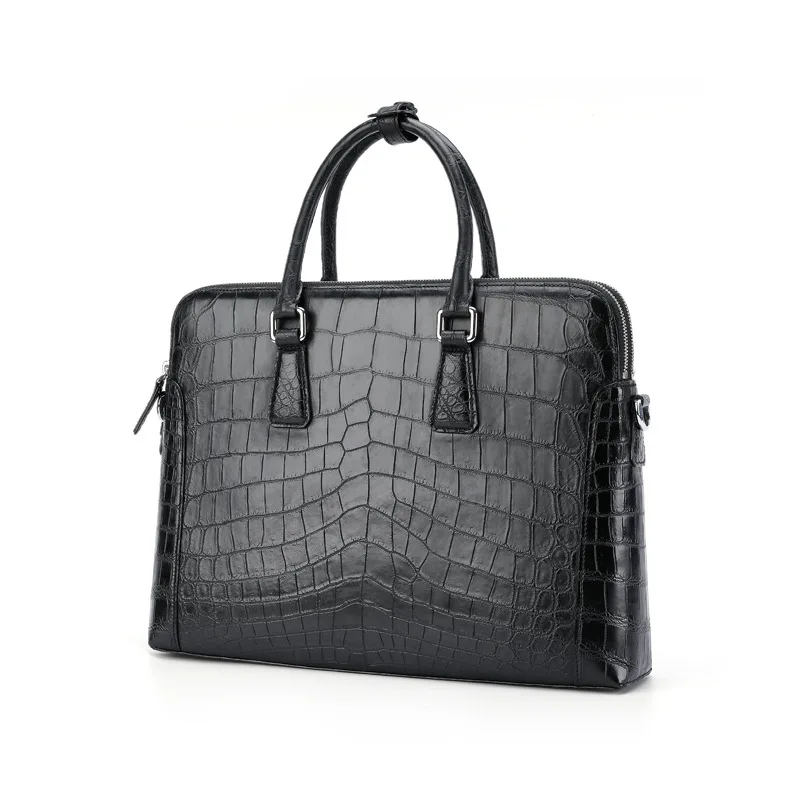 2023 Luxury High-end Men's Crocodile Leather Briefcase Business Handbag Genuine Leather Shoulder Bag High Capacity Office Bag 50