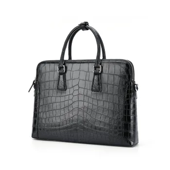 2023 Luxury High-end Men's Crocodile Leather Briefcase Business Handbag Genuine Leather Shoulder Bag High Capacity Office Bag 50