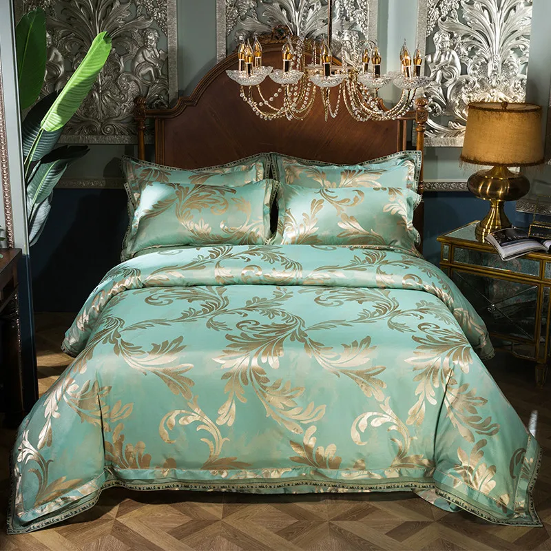 

Four-Piece Bed Set Tribute Silk Jacquard Embroidered Silk Affordable Luxury Quilt Cover Pillowcase All Cotton Pure Cotton