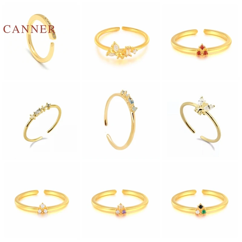 خواتم صغيرة على شكل مثلث من CANNER بتصميم مستطيل الشكل من الفضة الإسترليني عيار 925 خواتم فاخرة من المجوهرات الراقية للنساء خواتم من Anillos Joyero
