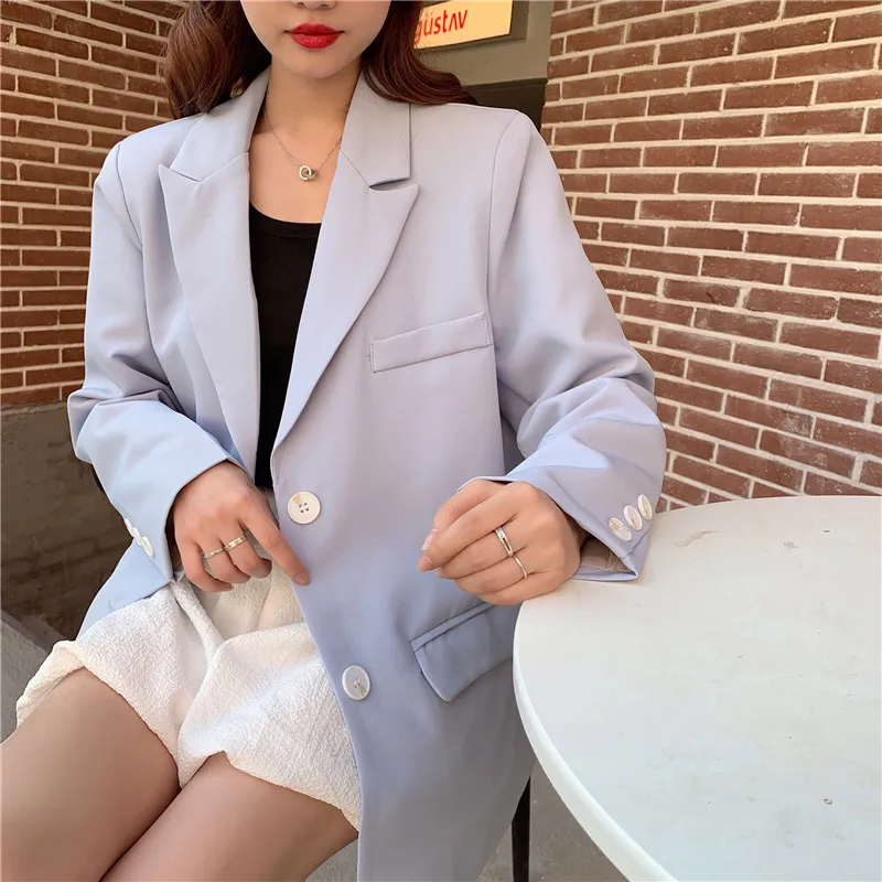 Syiwidii Suit Blazer Woman Office Notched Black Jacket Long Sleeve 