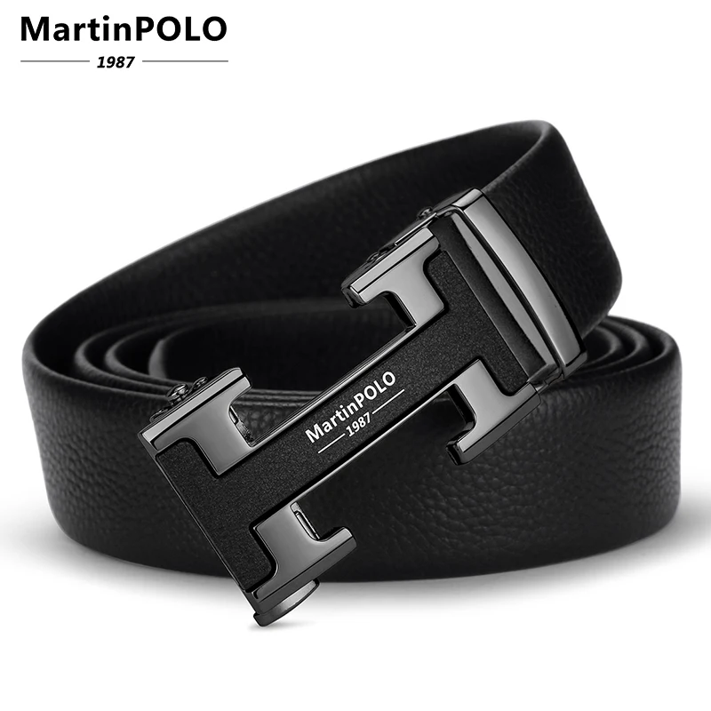MartinPOLO,, модный мужской ремень из натуральной кожи, Воловья кожа, ремень для мужчин, автоматическая пряжка, ремни для мужчин, ремни из сплава MP02801P