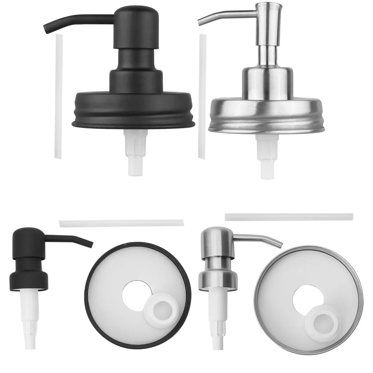 

Premium Anti Rust Stainless Steel Mason Jar Soap Lotion Dispenser Lids DIY Mason Mouth Canning Jars Pump Head