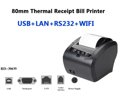 USB LAN Seires WIFI Высокое качество 80 мм Термальный чековый принтер автоматический резак банкнот принтер wifi/Bluetooth/USB/LAN/RS232 кухонный Ресторан POS принтер - Цвет: USB LAN Seires WIFI