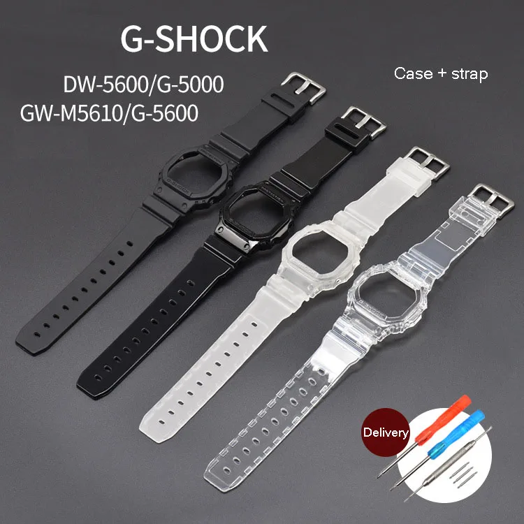 Силиконовый ремешок для часов заменяющий чехол G Shock Casio DW5600 G5600 G5000 прозрачный