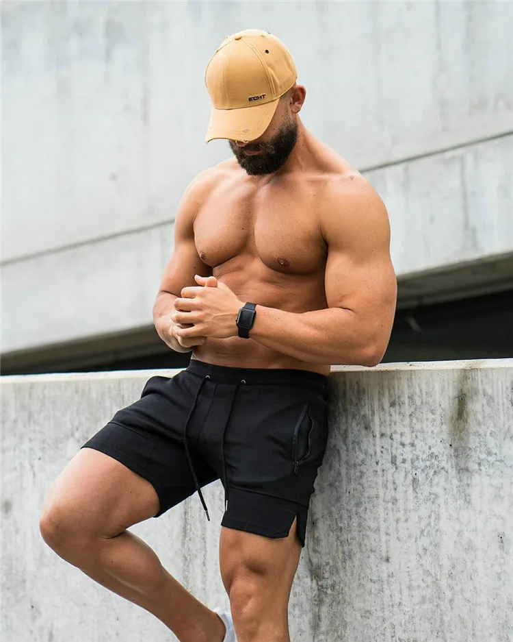 Men Casual Shorts Solid Color Straight 