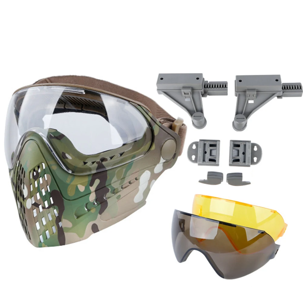 

Airsoft Masks Military Air Gun CS Shooting Paintball Dual Mode Tactical Equipment With 3 Colors Anti-Fog Lens Goggle Helmet Mask
