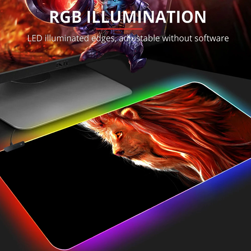 

Коврик для мыши с изображением Льва, игровой резиновый коврик для мыши, RGB, размер Xxl, для ПК, компьютерная настольная клавиатура с рисунком аниме, аксессуары для клавиатуры