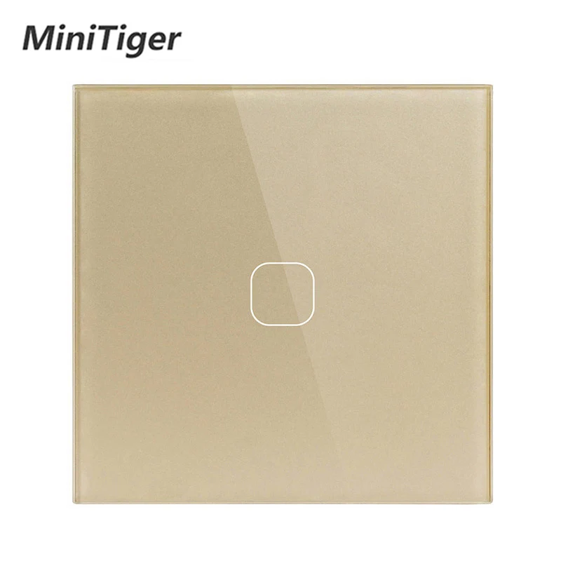 Glass-Switch-Panel Wall-Touch-Switch Minitiger White 1-Gang Eu/Uk-Standard 1-Way Crystal