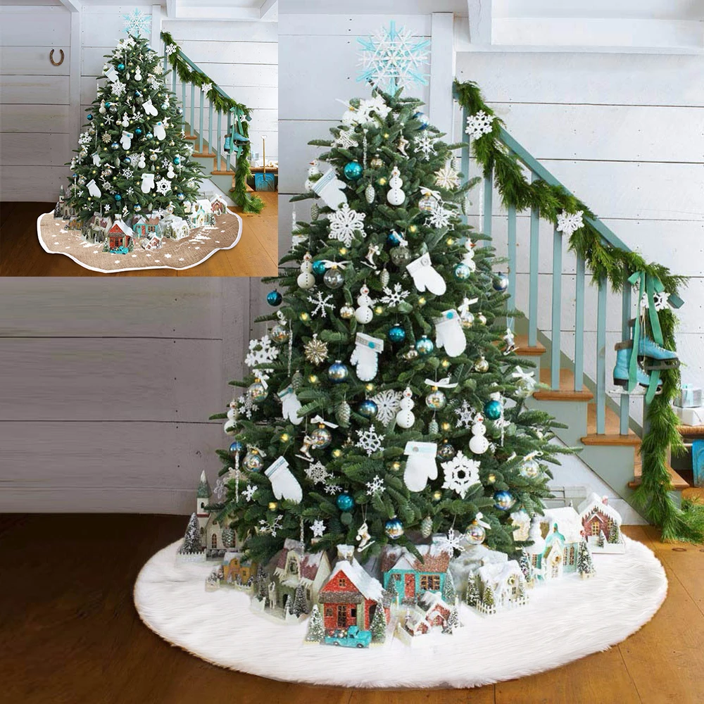 

Christmas decorations for home 2019 Snow Plush Christmas Tree Skirt Base Floor Mat Cover XMAS Party & Holiday DIY Decorations